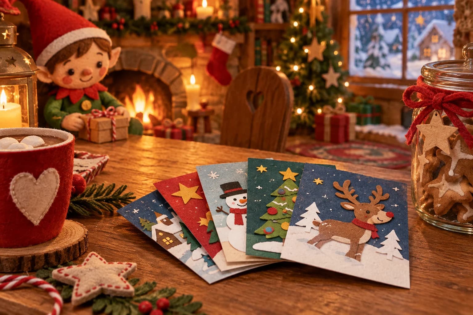 Planche de 24 petites cartes individuelles de Noël à découper, contenant des surprises et des questions amusantes.