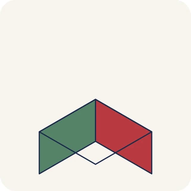 Diagramme : les quatre murs de la maison repliés vers le haut, vus en perspective.