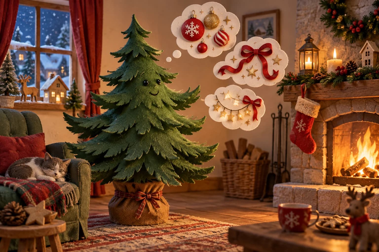 Illustration de la comptine « Le sapin patient ».