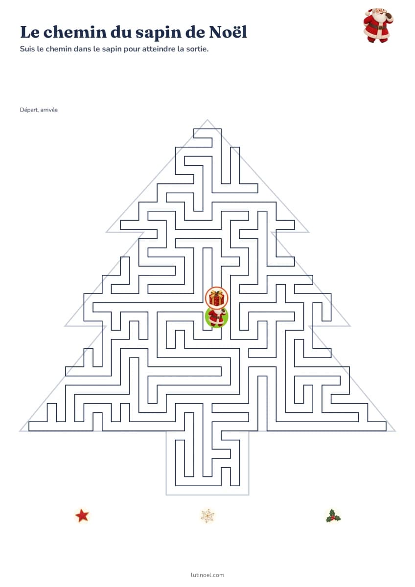 Le chemin du sapin de Noël — aperçu de la fiche à imprimer