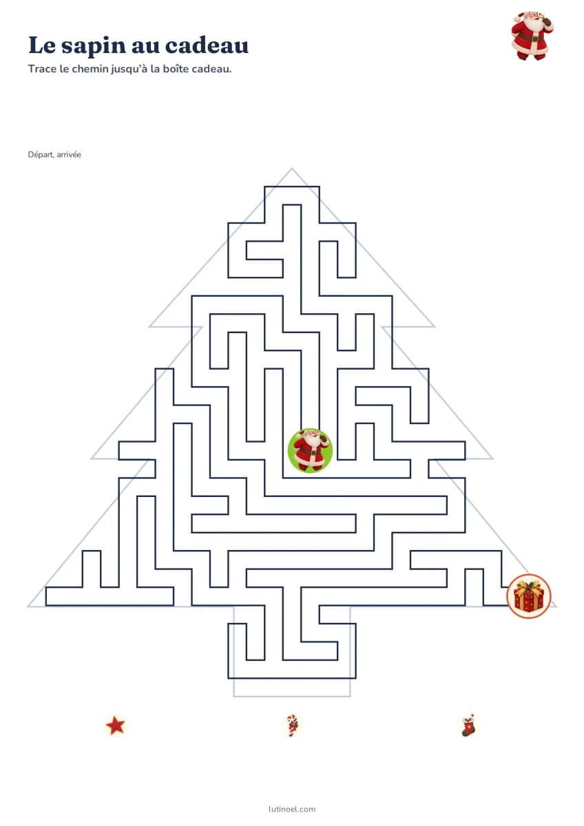 Le sapin au cadeau — aperçu de la fiche à imprimer