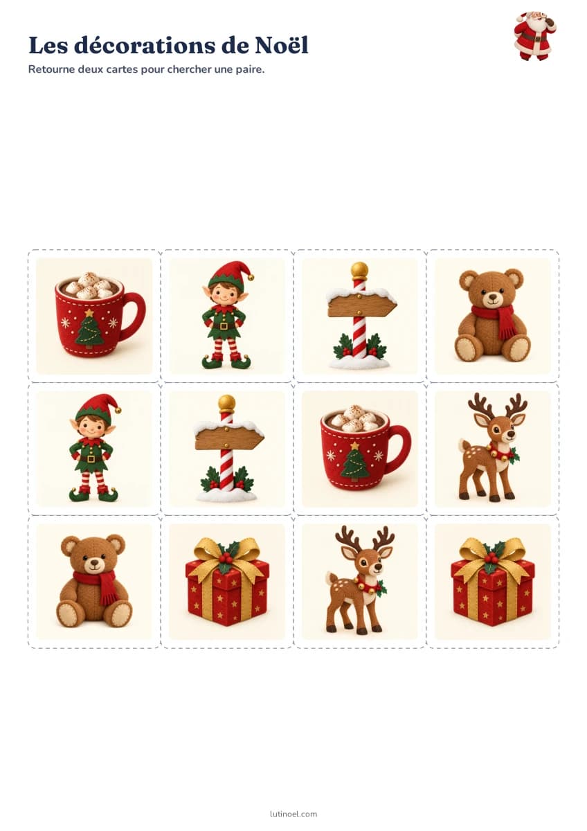 Les décorations de Noël — aperçu de la fiche à imprimer