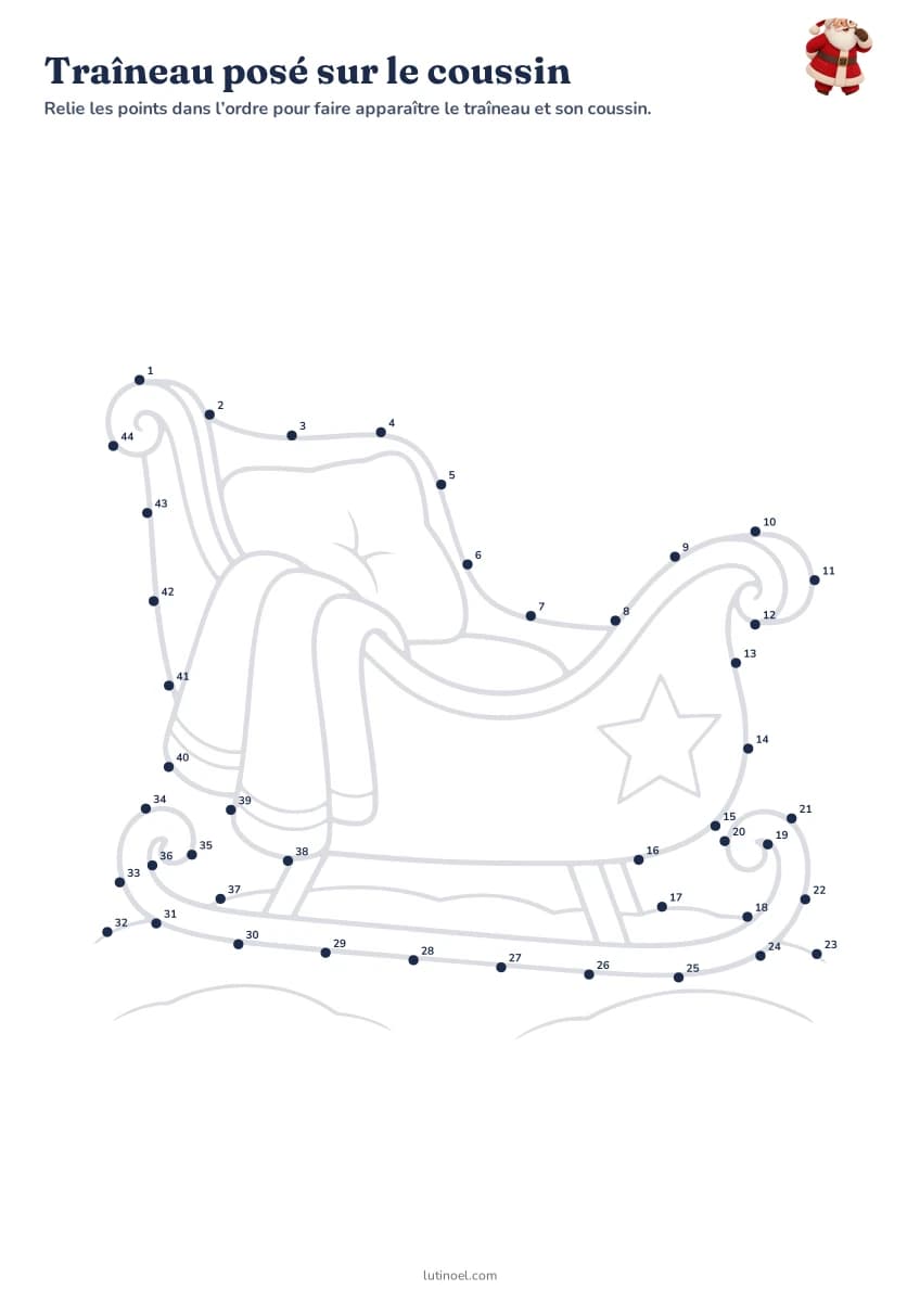 Traîneau posé sur le coussin — aperçu de la fiche à imprimer