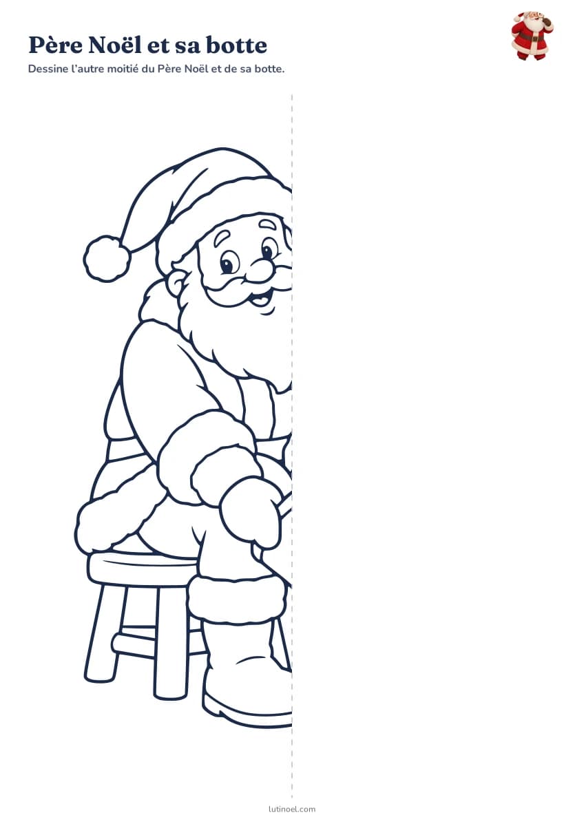 Père Noël et sa botte — aperçu de la fiche à imprimer
